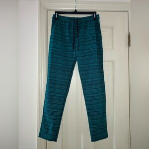 Lululemon Jet Crop Slim Green Blue Stripe Stretch Waist Tie